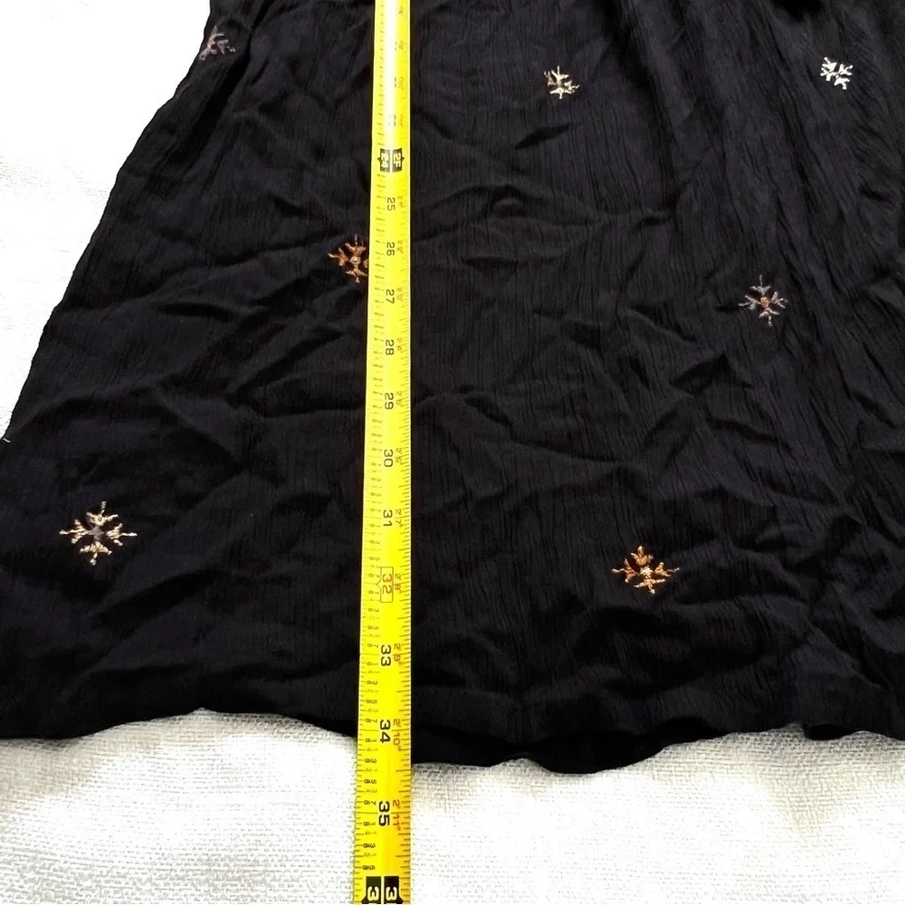 Free People Shyannez  Black Sheer Long Sleeve Western Mini Dress Size XL
